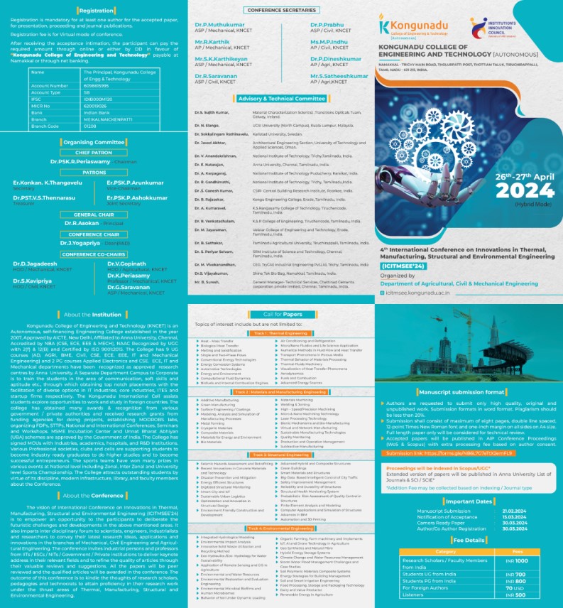 4th International Conference on Thermal, Manufacturing, Structural and Environmental Engineering ICITMSEE'24